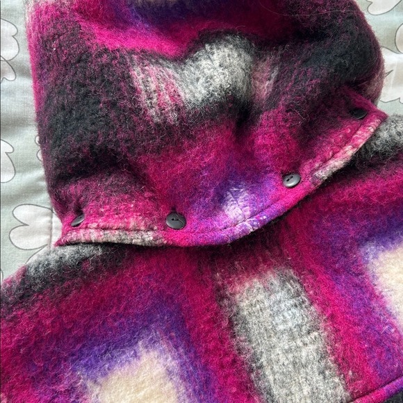 Anna Sui Ombre Plaid Toggle Hooded Wool Blend Coat Jacket Women Size 6 - Picture 16 of 16